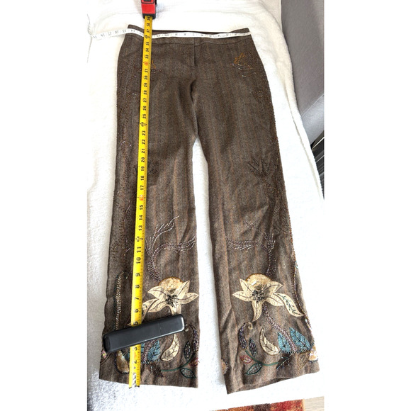 Y2K EXPRESS Herringbone Beaded embroidered sequin Dress Pants Boho Sz-Small - Picture 6 of 12